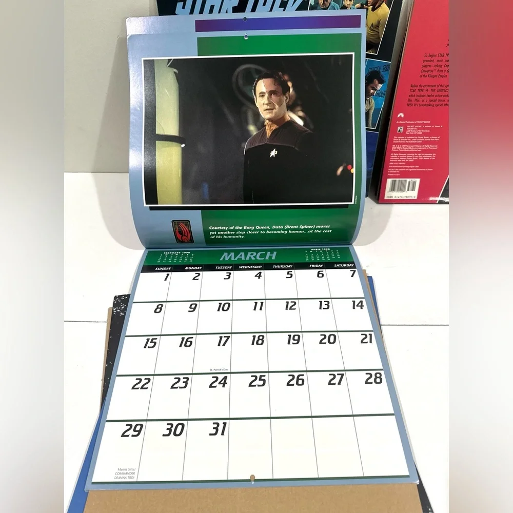 Lot of 5 Vintage Star Trek Original 90s Series Calendars- 90, 92, 93, 94, 98